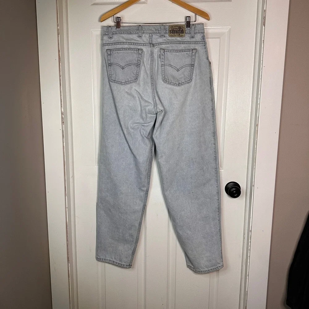 Vintage Levis SilverTab Baggy Light Wash‎ Blue Denim Jeans 33x30 90s Streetwear